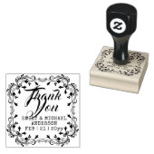 オーダーメイドの日付入り感謝スタンプ 手書きの装飾的なデザイン ラバースタンプ (押印)