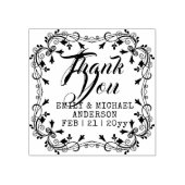 オーダーメイドの日付入り感謝スタンプ 手書きの装飾的なデザイン ラバースタンプ (インプリント)