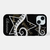 オーダーメイドの星型の金色の音符 iPhone 15ケース (裏面横)
