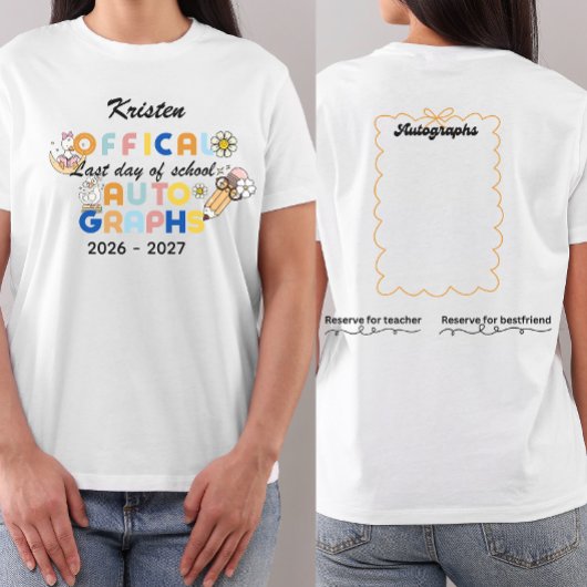 オーダーメイドの最終登校日のサイン Tシャツ