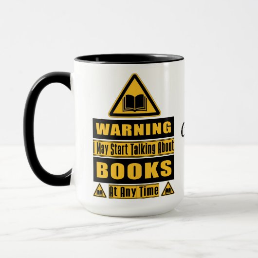 オーダーメイドの本好きのための警告サイン マグカップ (左)