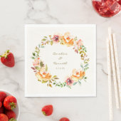 オーダーメイドの桃と珊瑚の花輪の結婚式 スタンダードランチョンナプキン (インサイチュ)