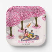 オーダーメイドの桜のお花見ピクニックマット ペーパープレート (正面)