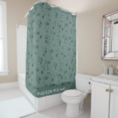 オーダーメイドの植物モチーフと名入れ シャワーカーテン (インサイチュ)