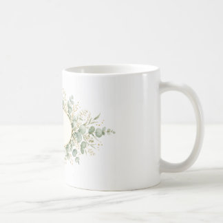 オーダーメイドの植物モノグラムマグ　ユーカリのリース コーヒーマグカップ