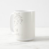 オーダーメイドの植物画モノグラム　象牙色 コーヒーマグカップ (正面左)