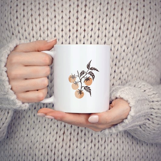 オーダーメイドの植物画風トマトの枝 名前入りSandy コーヒーマグカップ