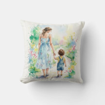 オーダーメイドの母と息子の水彩画