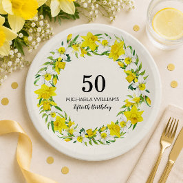 オーダーメイドの水仙の50歳の誕生日パーティー ペーパープレート