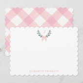 オーダーメイドの水彩ボウギンガムベイビーステーショナリー サンキューカード (正面/裏面)