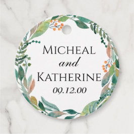 オーダーメイドの水彩植物の花輪 フェイバータグ