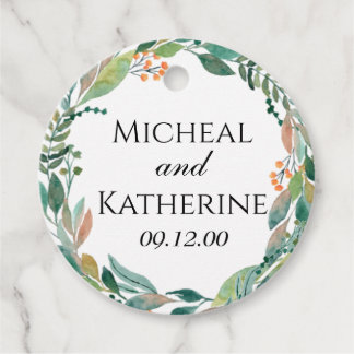 オーダーメイドの水彩植物の花輪 フェイバータグ