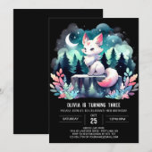 オーダーメイドの水彩画オオカミ誕生日 招待状 (正面/裏面)