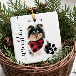 オーダーメイドの水彩画風の犬猫ペットの肖像を残す記念品 セラミックオーナメント