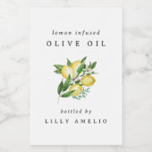 オーダーメイドの水彩画風オレンジイラストオリーブオイルボトル フードラベル (シングルラベル)