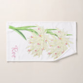 オーダーメイドの水彩画風ホワイトオーキッドの花 ハンドタオル (ハンドタオル)