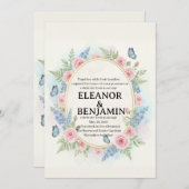 オーダーメイドの水彩花イラストの結婚式招待状 招待状 (正面/裏面)