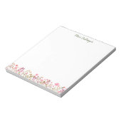 オーダーメイドの水彩風の野の花のボーダー ノートパッド (回転)