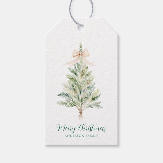 オーダーメイドの洗練されたクリスマスツリー ギフトタグ (正面)