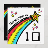 オーダーメイドの流れ星の誕生日招待状 (正面/裏面)