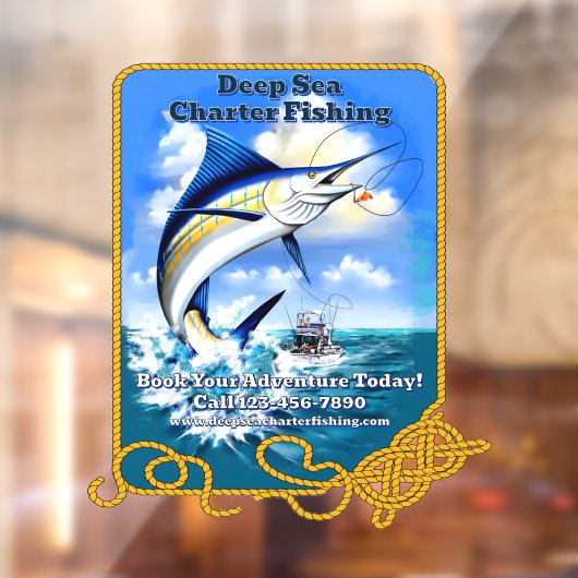 オーダーメイドの海洋スポーツフィッシングチャーターボートビジネス ウィンドウサイン (シート2)