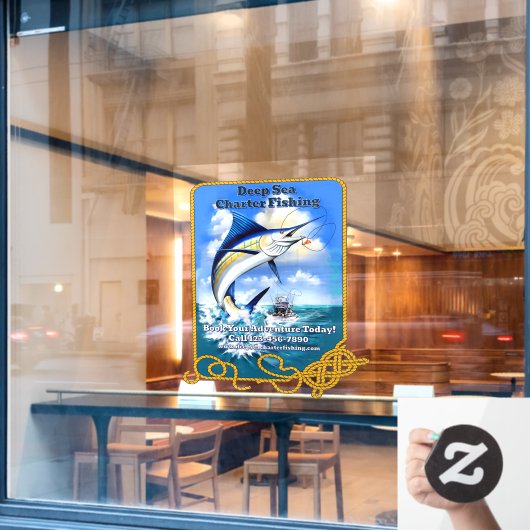 オーダーメイドの海洋スポーツフィッシングチャーターボートビジネス ウィンドウサイン (カフェ窓)