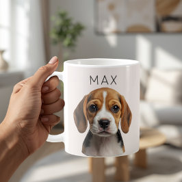 オーダーメイドの淡いベージュ色の犬の写真マグカップ コーヒーマグカップ