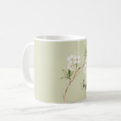 オーダーメイドの淡い緑と白の花 コーヒーマグカップ (正面左)