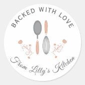 オーダーメイドの焼き菓子用スモールビジネスステッカー ラウンドシール (正面)