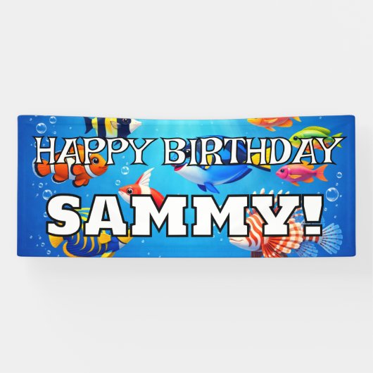 オーダーメイドの熱帯魚 HAPPY+BIRTHDAY  横断幕 (横)