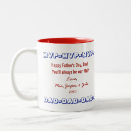 オーダーメイドの父の日マグカップ MVP DAD ツートーンマグカップ