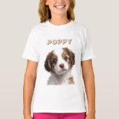 オーダーメイドの犬の写真と名前のキッズTシャツ Tシャツ (正面)