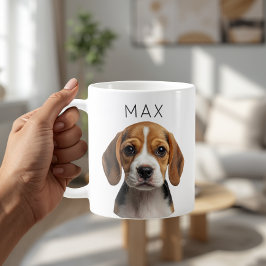 オーダーメイドの犬の写真と名前入りマグカップ コーヒーマグカップ