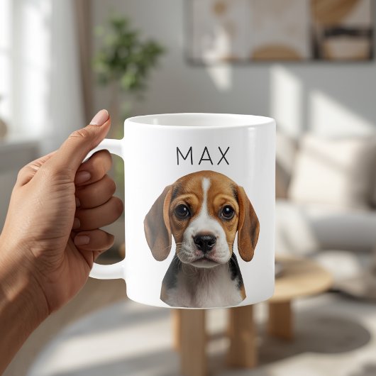 オーダーメイドの犬の写真と名前入りマグカップ コーヒーマグカップ
