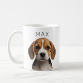オーダーメイドの犬の写真と名前入りマグカップ コーヒーマグカップ (左)
