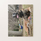 オーダーメイドの犬の写真と名前、家族での楽しいひととき ジグソーパズル (縦)