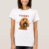 オーダーメイドの犬の写真と名前 Tシャツ (正面)