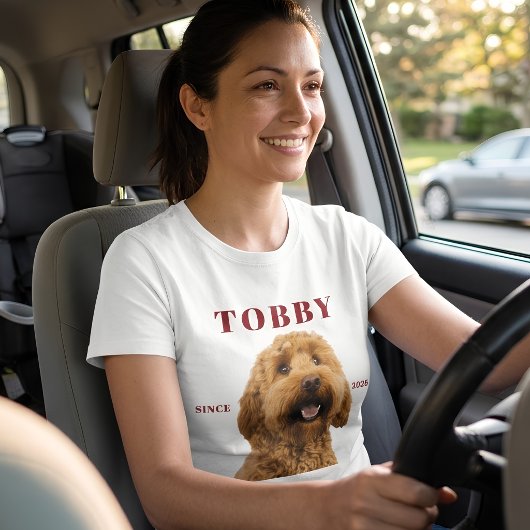 オーダーメイドの犬の写真と名前 Tシャツ
