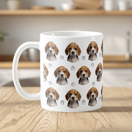 オーダーメイドの犬の写真の足型デザイン コーヒーマグカップ