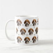 オーダーメイドの犬の写真の足型デザイン コーヒーマグカップ (左)