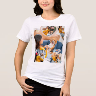 オーダーメイドの犬の写真コラージュTシャツ 名前入り トライブレンドTシャツ