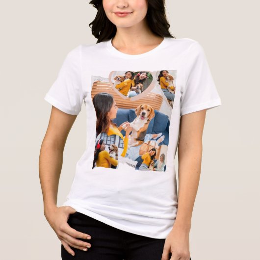 オーダーメイドの犬の写真コラージュTシャツ | 名前入り トライブレンドTシャツ (正面)