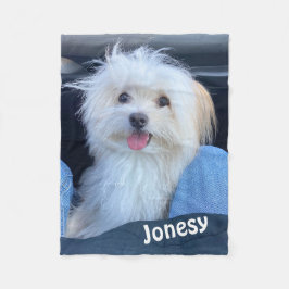 オーダーメイドの犬の写真ブランケット+ペットの名前 フリースブランケット