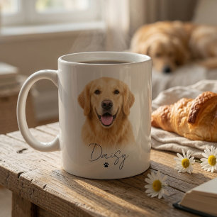 オーダーメイドの犬の写真マグカップ 名前入り カスタムペット コーヒーマグカップ