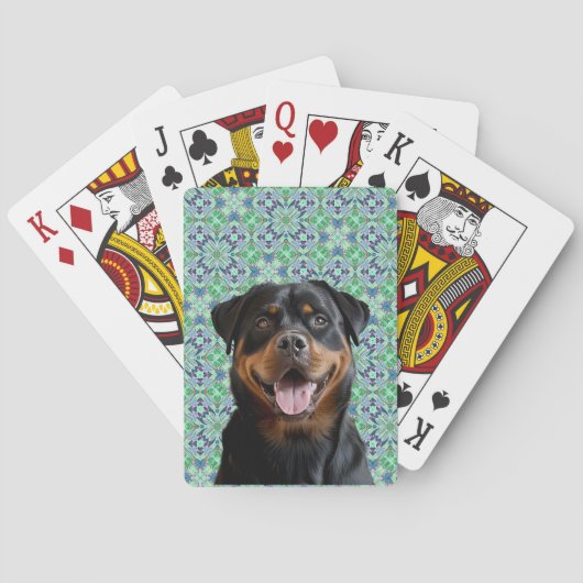 🐾オーダーメイドの犬の写真入りグリーンマンダラデザイン トランプ (裏面)