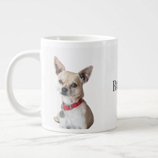 オーダーメイドの犬の写真 | 名前入りペットグッズ ジャンボコーヒーマグカップ (左)