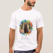 オーダーメイドの犬の写真 名前 スプラッシュアート 水彩画  Tシャツ (正面)