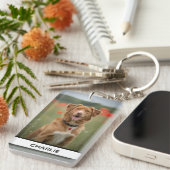 オーダーメイドの犬の名前の写真の記念品 キーホルダー (正面右)