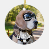オーダーメイドの犬の名前ペット写真 セラミックオーナメント (正面)
