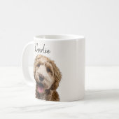 オーダーメイドの犬の肖像入りコーヒーカップ(カスタムネーム入り) コーヒーマグカップ (正面左)